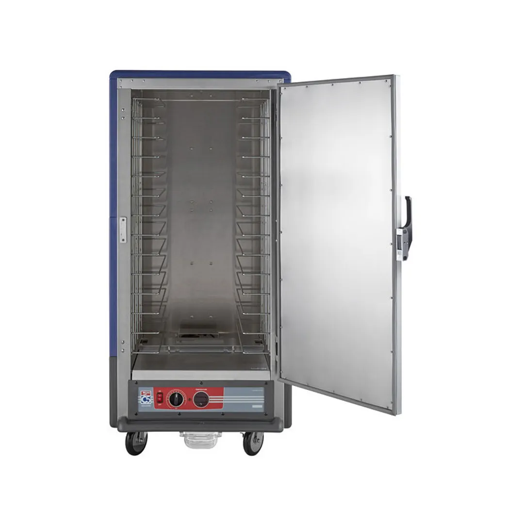 Metro C537-HFS-4-BU 1-Section Solid Door Heated Holding Cabinet, 55-60" H, 14x18"x26" or 26x12"x20" Pan Capacity, Aluminum, Blue Insulation