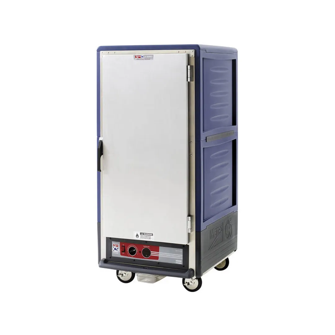 Metro C537-HLFS-4-BU 3/4 Height 1-Section Solid Door Heated Holding Cabinet, 55-60" Height, Aluminum, 14 18"x26" Pan Capacity