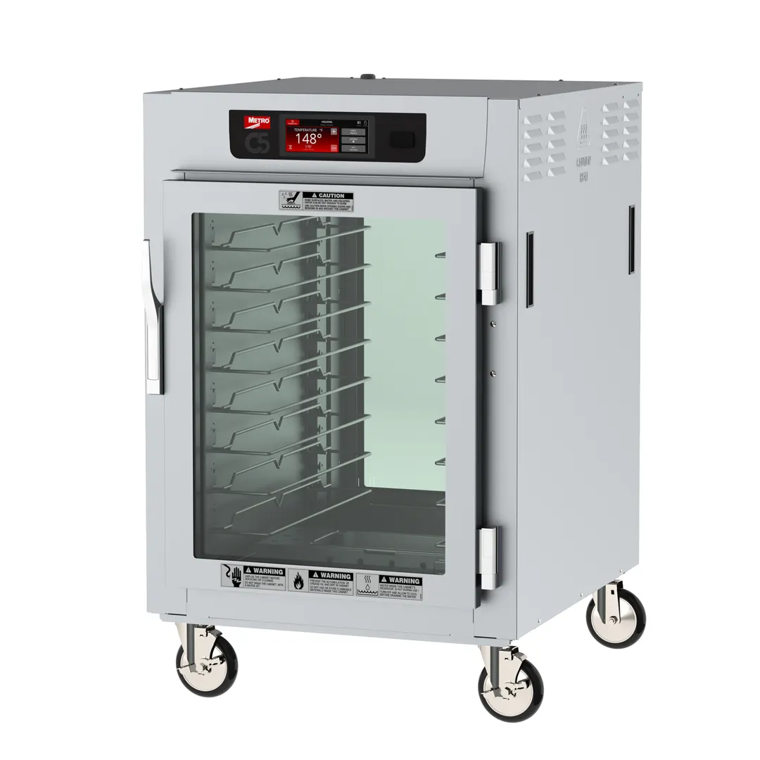 Metro C585-SFC-UPFC "1/2 Height" 2-Door Glass Heated Holding Cabinet, 2000W, 120V, Stainless Steel