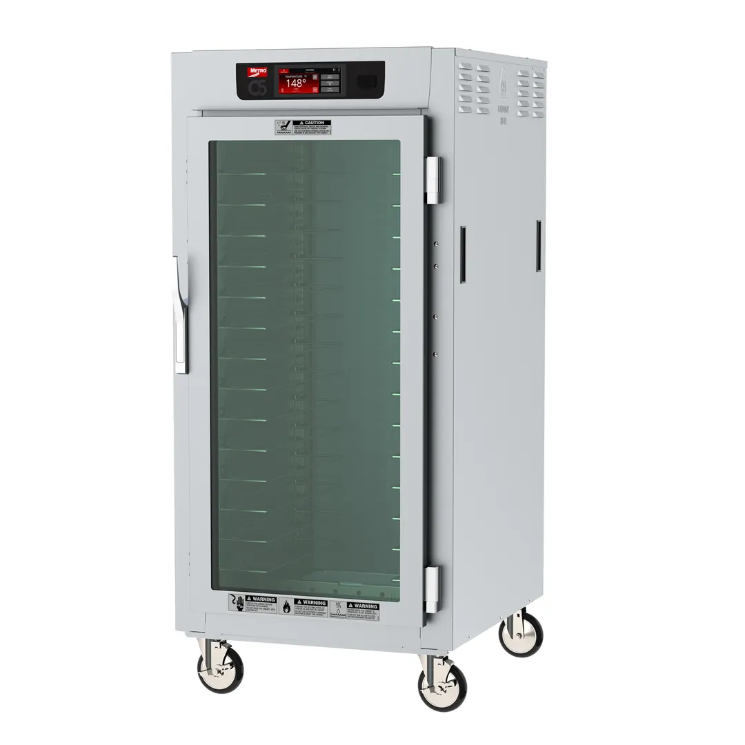 Metro C587-SFC-U 3/4 Height 1-Door Glass Heated Holding Cabinet, 2000W, 120V, 13-Pan 18"x26" or 26-Pan 12"x20"