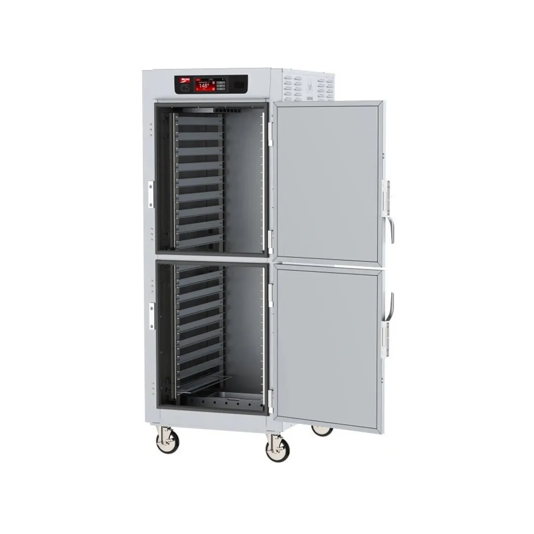 Metro C589-SDS-UPDC Full Height 4-Door Heated Holding Cabinet, Insulated, Dutch Doors, 17x18"x26" Pan Capacity, 304 Stainless Steel