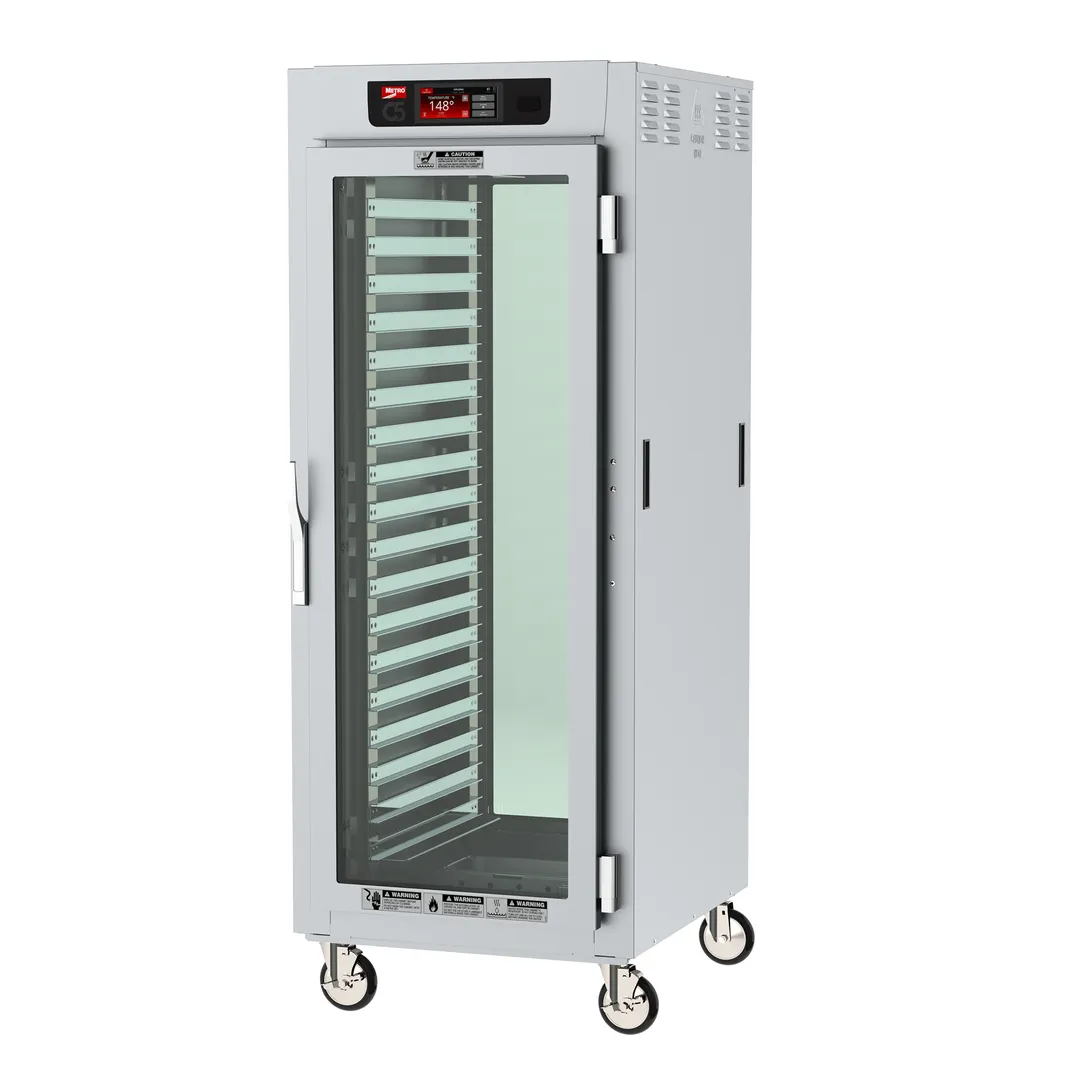 Metro C589-SFC-LPFC Full Height 2-Door Glass Heated Holding Cabinet, 35-Pan Capacity, Stainless Steel, 2000W, 120V