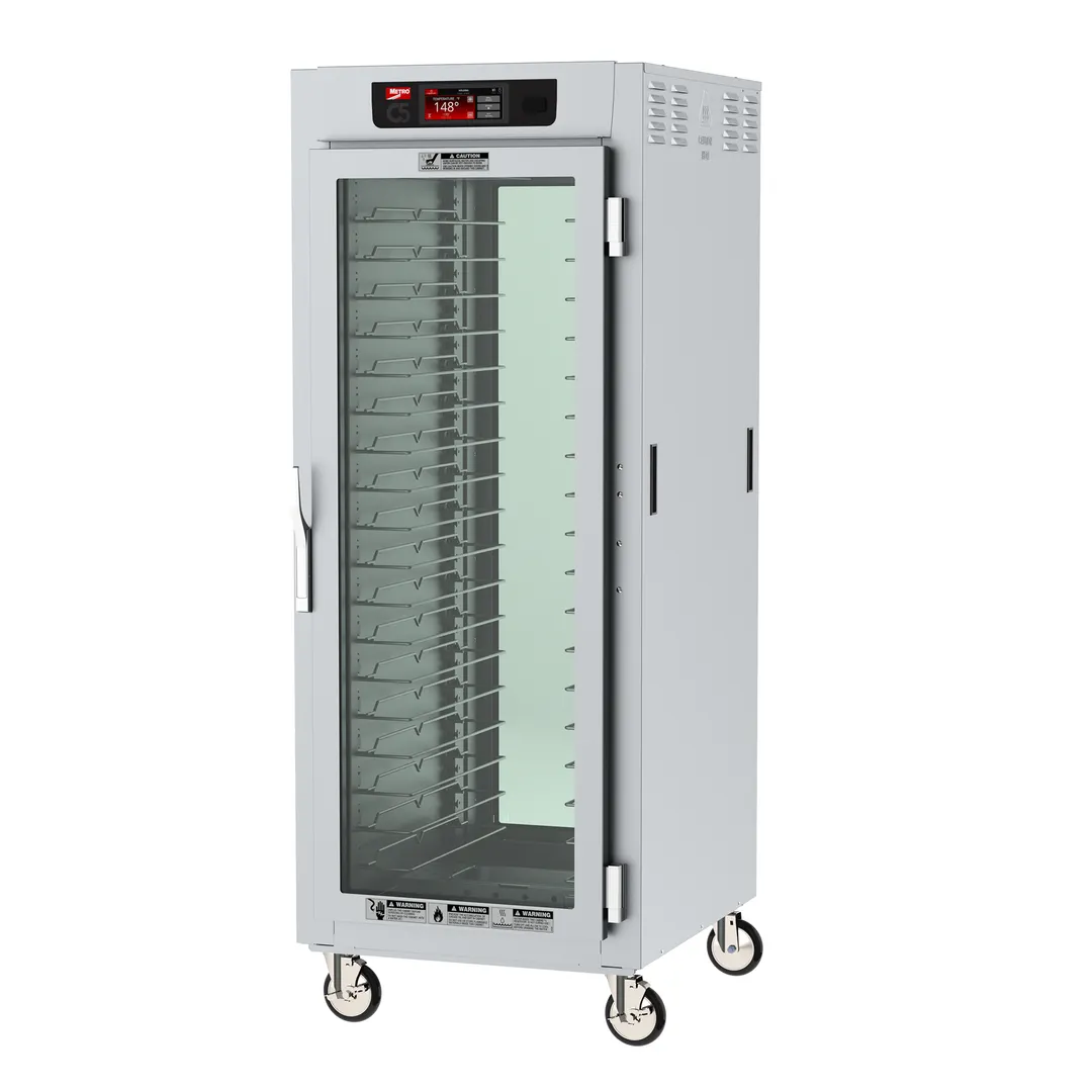 Metro C589-SFC-UPFC Full Height 2-Door Glass Heated Holding Cabinet, 2000W, 304 Stainless Steel