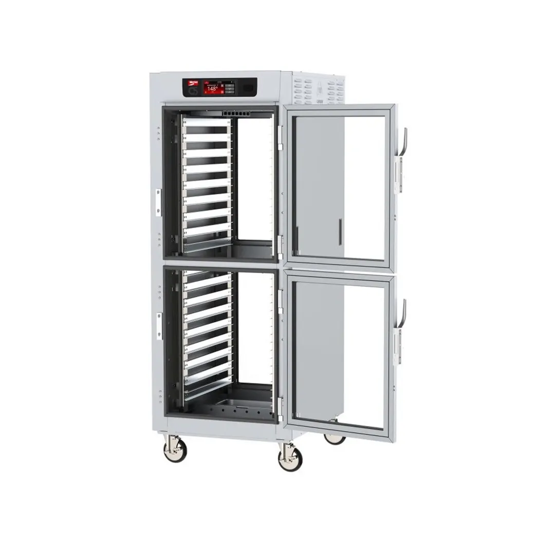 Metro C589L-SDC-LPDC Full Height 4-Door Glass Heated Holding Cabinet, 34-Pan 18"x26", 304 Stainless Steel, 1440W