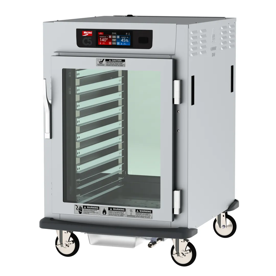 Metro C595-SFC-LPFC Half Height Pass-Thru Heated Holding & Proofing Cabinet, (2) Clear Doors