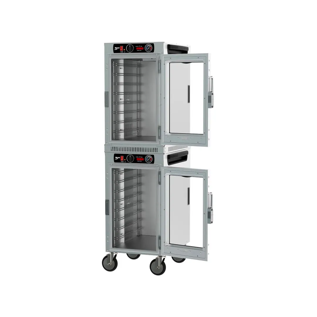 Metro HBCN16-AC-M 2-Section Heated Holding Cabinet, 2-Door, Clear Door, 32-Pan Capacity, Aluminum, 61"H