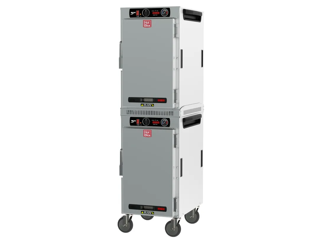 Metro HBCN16-AS-M 2-Section Heated Holding Cabinet, 16-Pan Capacity, Solid Door, All Aluminum Exterior, Mobile, 61"-66"H
