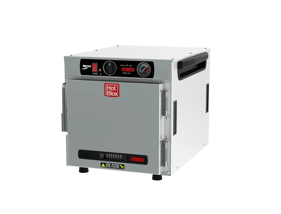 Metro HBCN4-AS-CT HotBlox Insulated 4-Pan Countertop Heated Holding Cabinet, All Aluminum, Solid Door, 875W