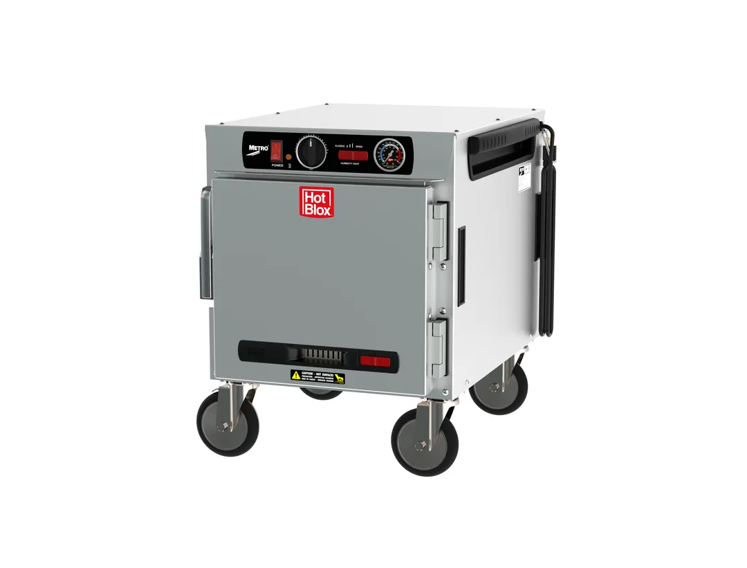 Metro HBCN4-ASPS-UC HotBlox Insulated "Undercounter" 4-Pan Heated Holding Cabinet, All Aluminum, Solid Doors, 120V 875W