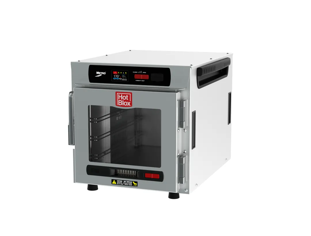 Metro HBCN4-DC-CT HotBlox Insulated Holding Cabinet, Countertop, 4-Pan, Aluminum, Clear Door, 2.4" Touchscreen
