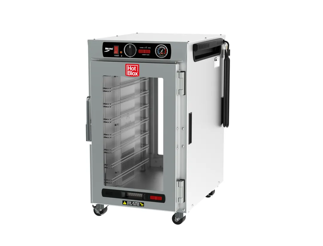 Metro HBCN8-ACPC-UC "Undercounter" 1-Section Heated Holding Cabinet, 8-Pan, Clear Glass Doors, Stainless Steel Finish