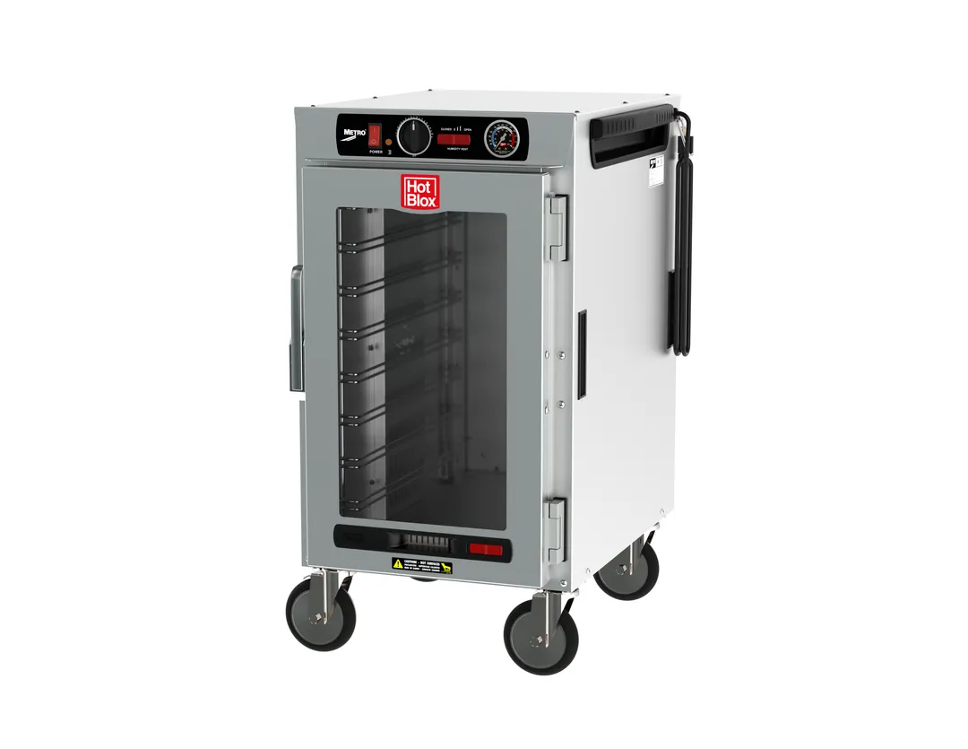 Metro HBCN8-ACPS-M HotBlox Insulated Holding Cabinet, Mobile, 8-Pan, Clear Front & Solid Rear Door, 120V, 875W
