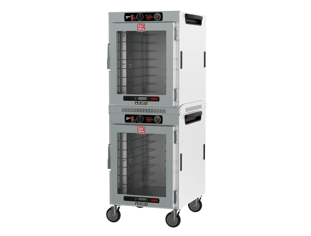 Metro HBCW16-AC-M 2-Section Heated Holding Cabinet, 2-Door, Clear Door, 32 Pan Capacity, Aluminum, 875W