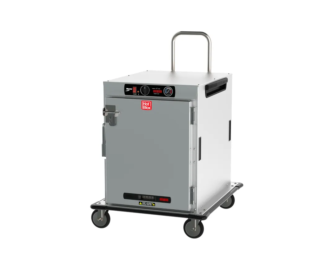 Metro HBCW8-AS-T "Half Height" 1-Door Solid Heated Holding Cabinet, 8 Pan, 875W, 120V, 31"-36" Ht, All Aluminum