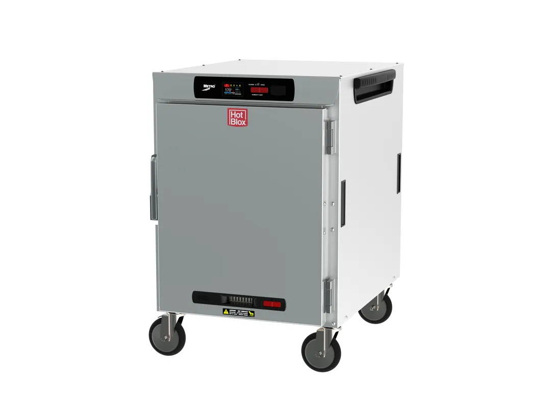 Metro HBCW8-DS-M "Half Height" 1-Door Solid Heated Holding Cabinet, 8-Pan Capacity, Aluminum, 875W, 120V