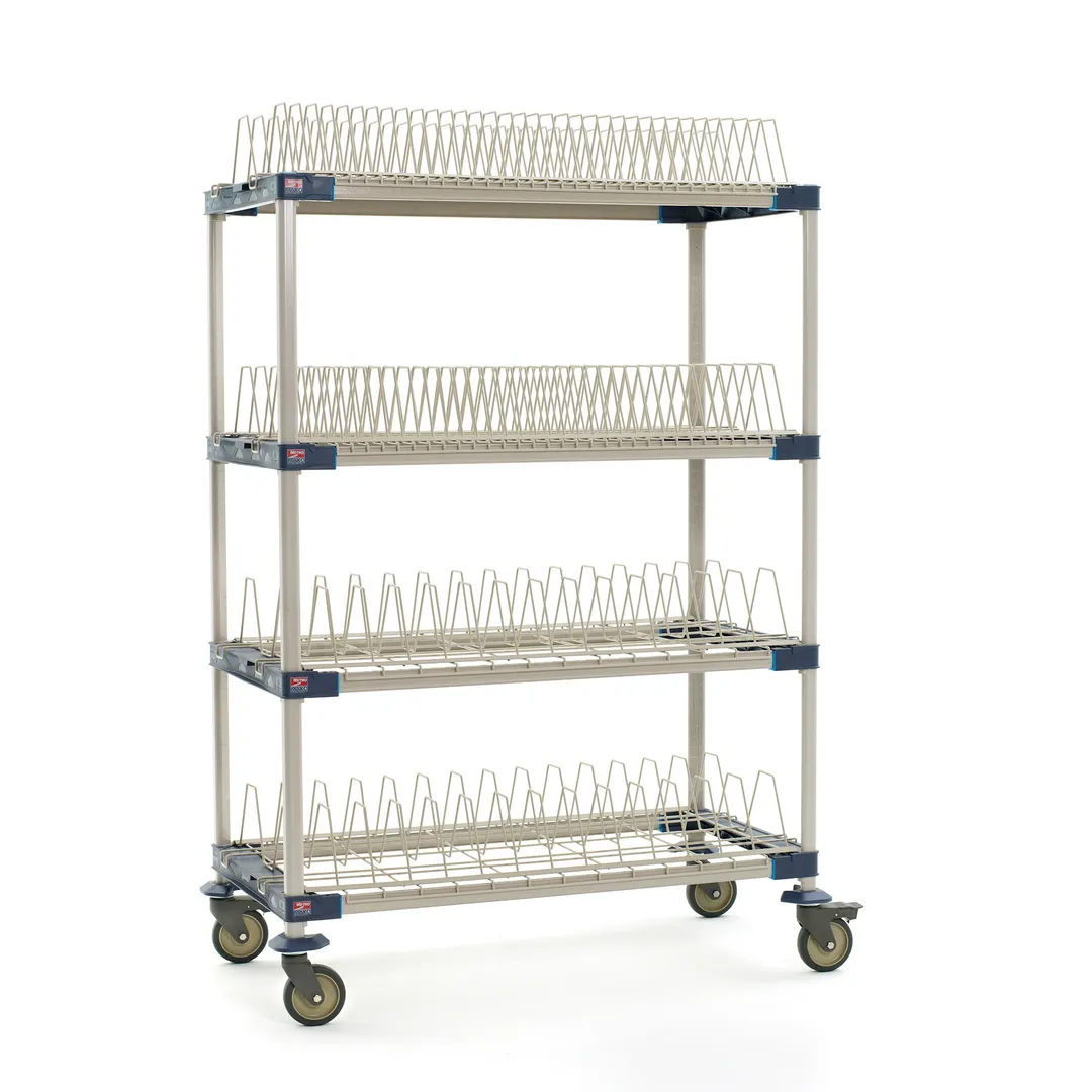 Metro MAX4-PR48VX3 MetroMax 4 Mobile Drying Rack with 2 Drop-Ins, 1Tray Rack and 1 Bulk Shelf, 26" x 50" x 68"