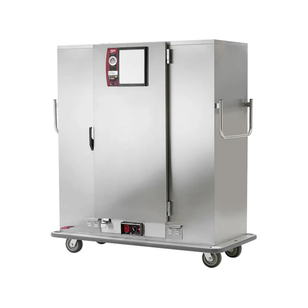 Metro MBQ-180D 67-72" 2-Door Heated Banquet Cabinet, 180 Plate Capacity, 1650W, Timer, 6" Casters