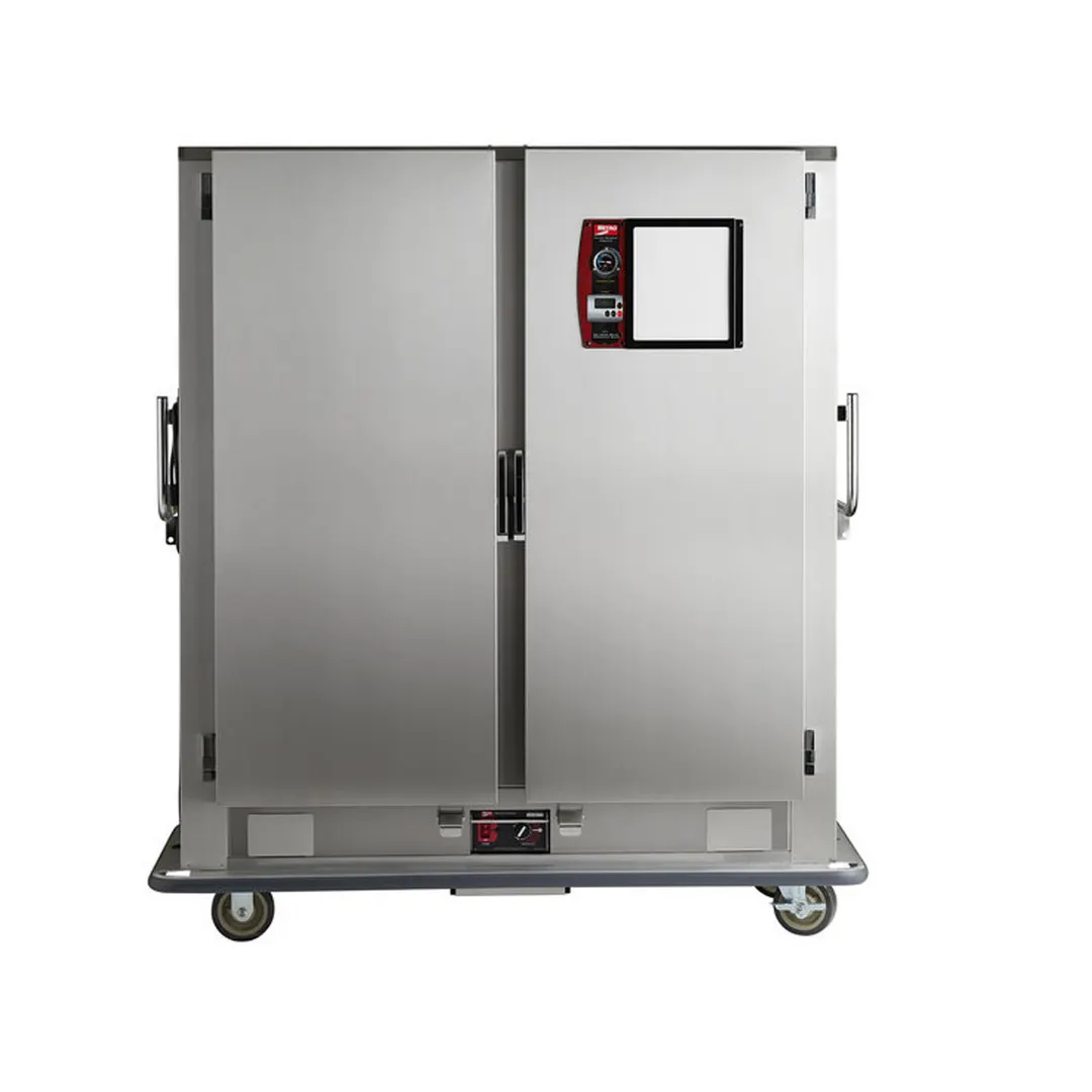 Metro MBQ-200D 2-Door Stainless Steel Heated Banquet Cabinet, 200 Plate Capacity, 1650W, Casters