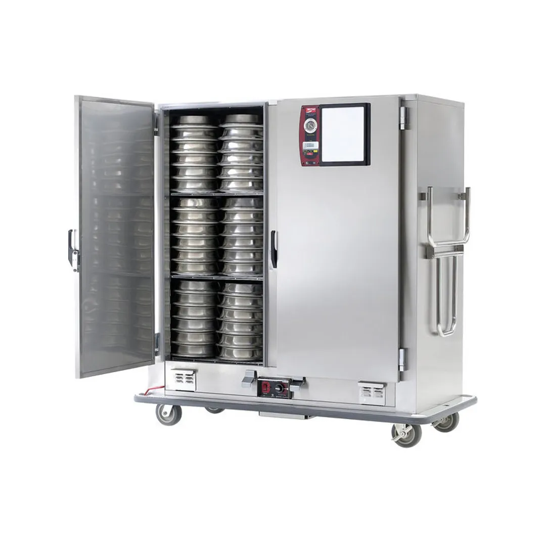 Metro MBQ-200D 2-Door Stainless Steel Heated Banquet Cabinet, 200 Plate Capacity, 1650W, Casters
