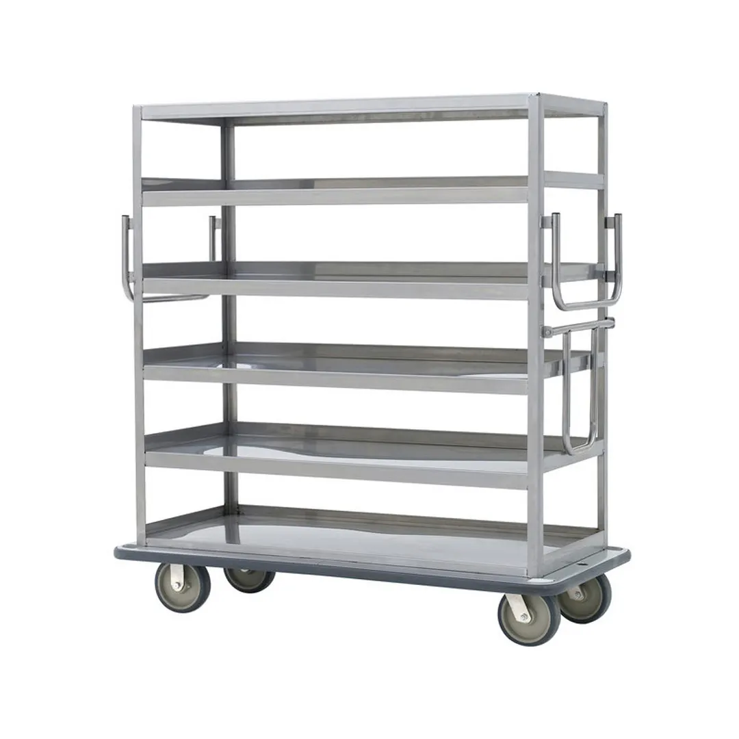 Metro MQ-609L-H Queen Mary Banquet Service Cart w/ 6 Ledged Shelves and Swing-up Pull Handle