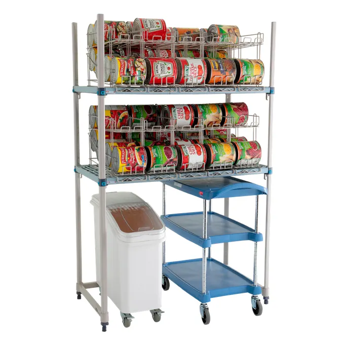 Metro MQCR244874-RU Max Q Plastic Roll Under Can Rack w/ 80 #10 Cans Capacity and 74" Posts