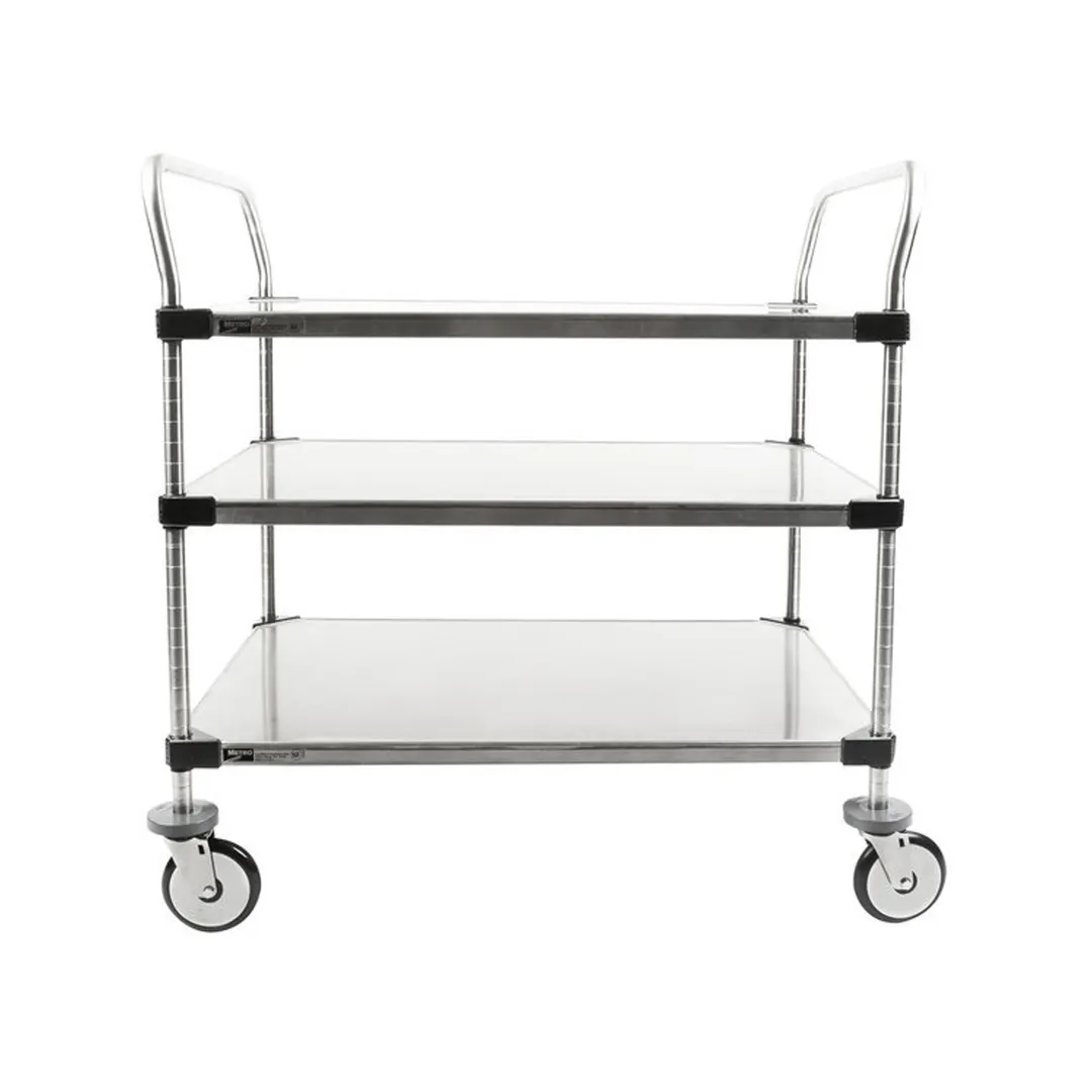 Metro MW208 Super Erecta MW Standard Duty Utility Cart w/ 3 Solid Shelves - 24" x 36" x 39"