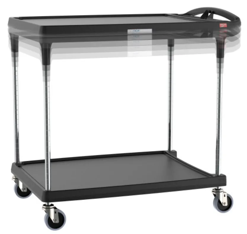 Metro MY2636-25BL-PL 2 Shelf Black Polymer Utility Cart w/ 300 lb Capacity