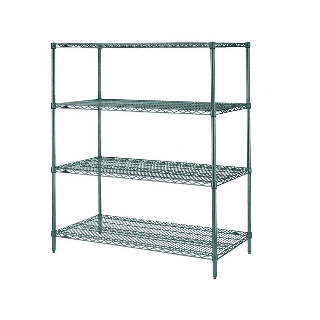 Metro N336K3 Super Erecta 4-Shelf Wire Shelving Starter Unit, Green Epoxy - 18" x 36" x 63"