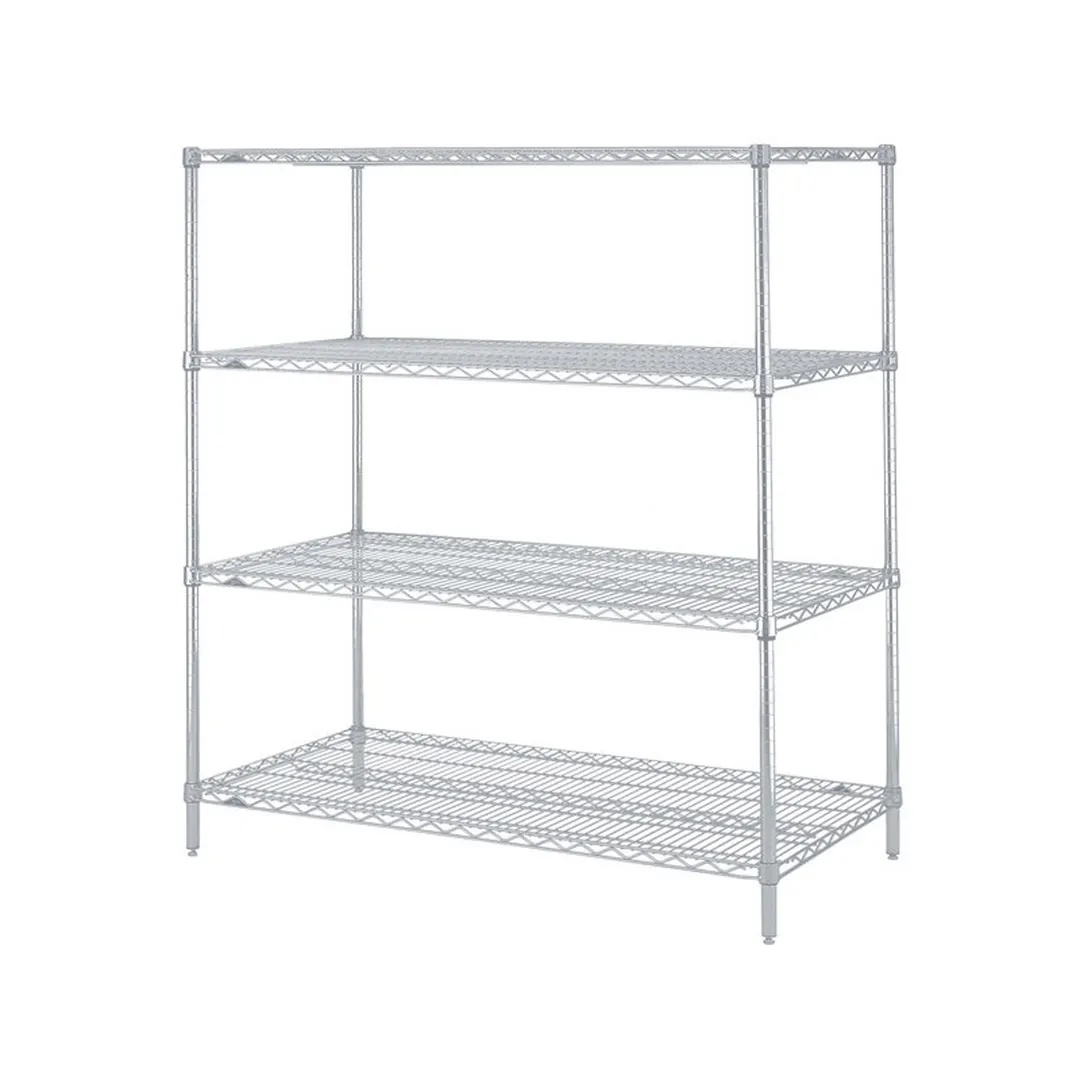 Metro N346BR Super Erecta 4-Shelf Wire Shelving Starter Unit, Brite - 18" x 42" x 63"
