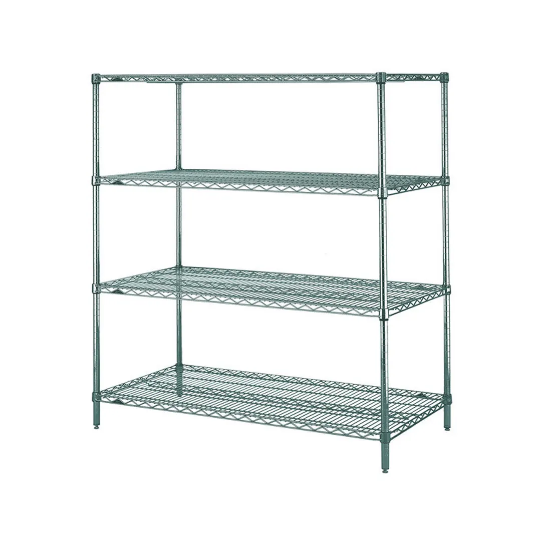 Metro N346K3 Super Erecta 4-Shelf Wire Shelving Starter Unit, Metroseal Green Epoxy - 18" x 42" x 63"