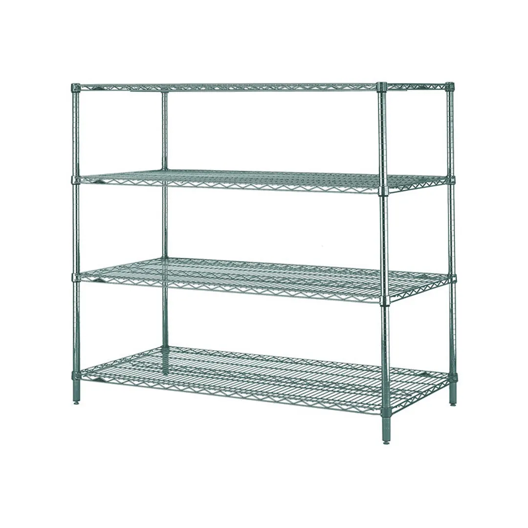 Metro N366K3 Super Erecta 4-Shelf Wire Shelving Starter Unit, Green Epoxy - 18" x 60" x 63"