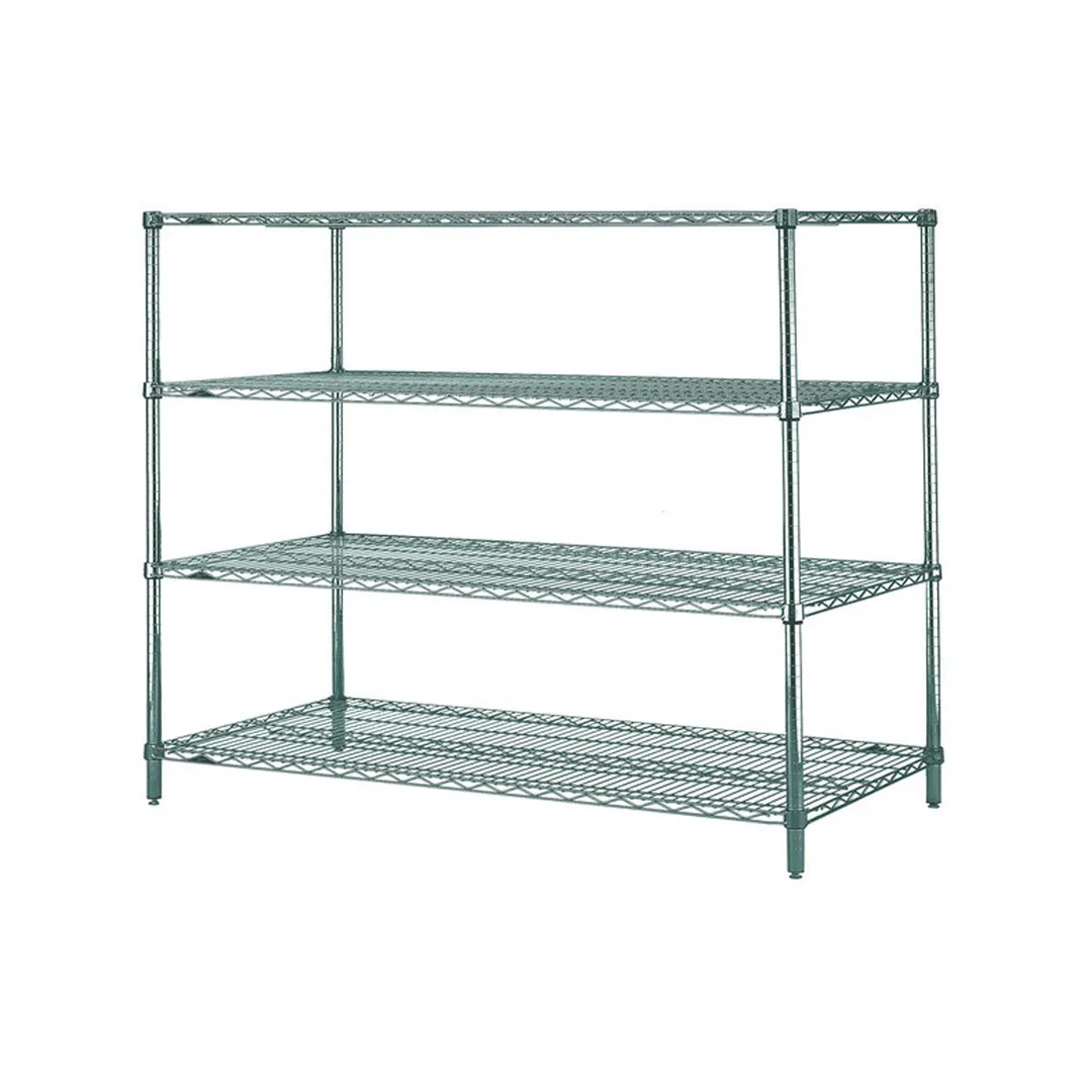 Metro N376K3 Super Erecta 4-Shelf Wire Shelving Starter Unit, Green Epoxy - 18" x 72" x 63"
