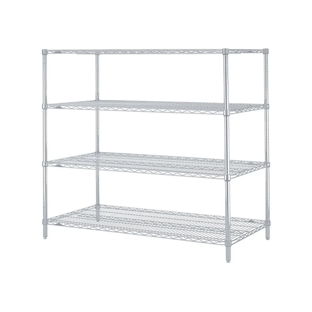 Metro N466BR Super Erecta 4-Shelf Wire Stationary Shelving Starter Unit, Brite - 21" x 60" x 63"