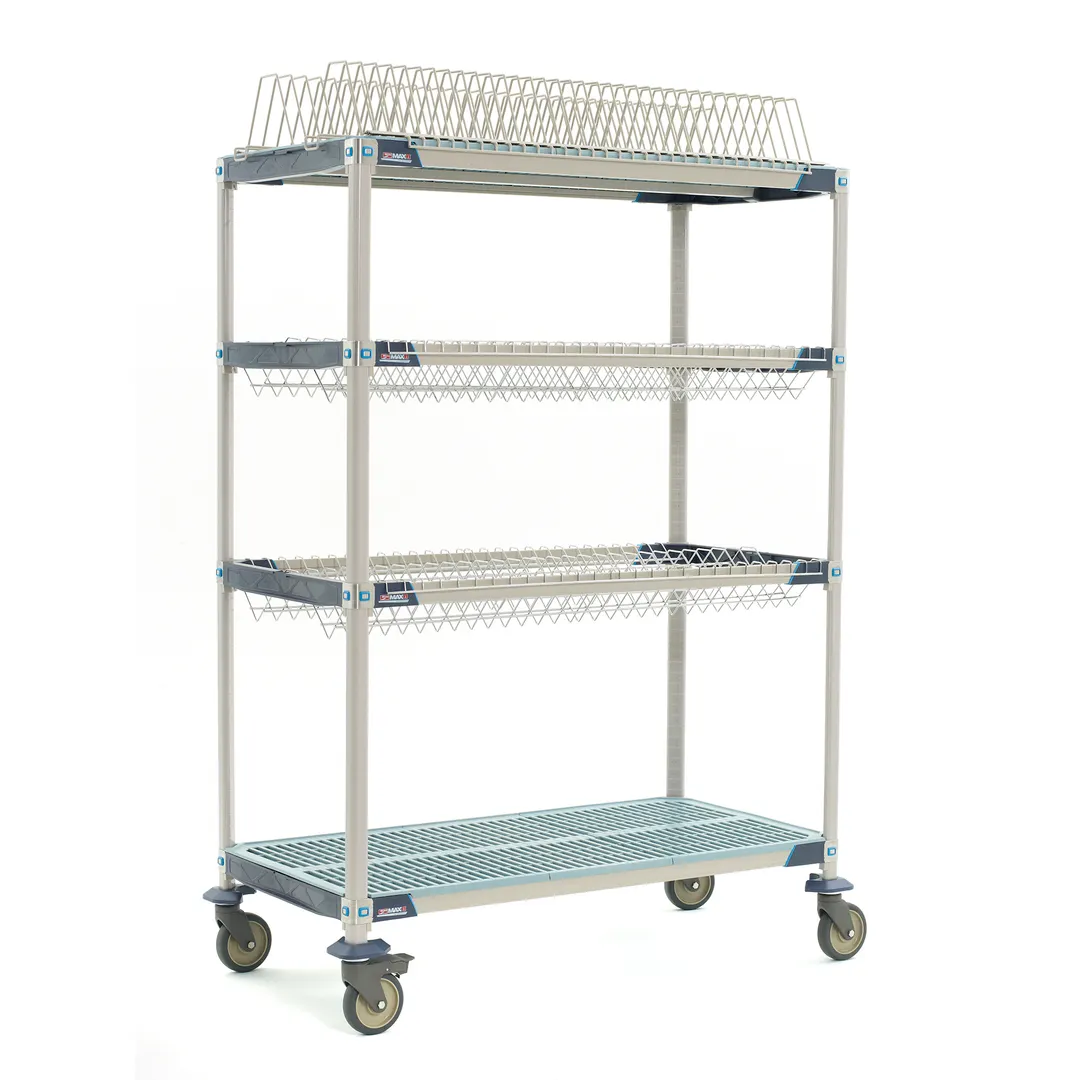 MetroMax i PR48VX3 Mobile Drying Rack with Two Drop-Ins, 1 Tray Rack and 1 Bulk Shelf, 26" x 50" x 68"