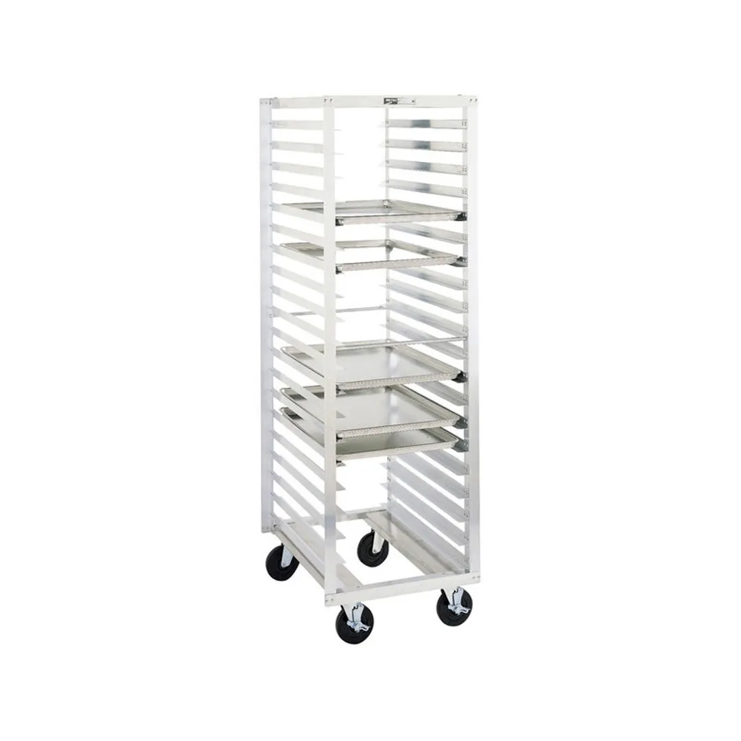 Metro RD3N 20 Pan Aluminum Mobile End Load Bun / Sheet Pan Rack with 3" Bottom Load Slides