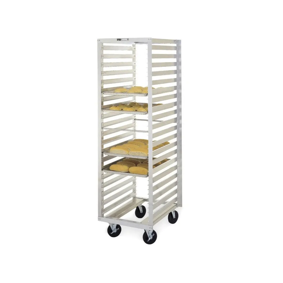 Metro RF13NA37 36 Pan Aluminum Roll-In Refrigerator Pan Rack with Gray Corner Bumper