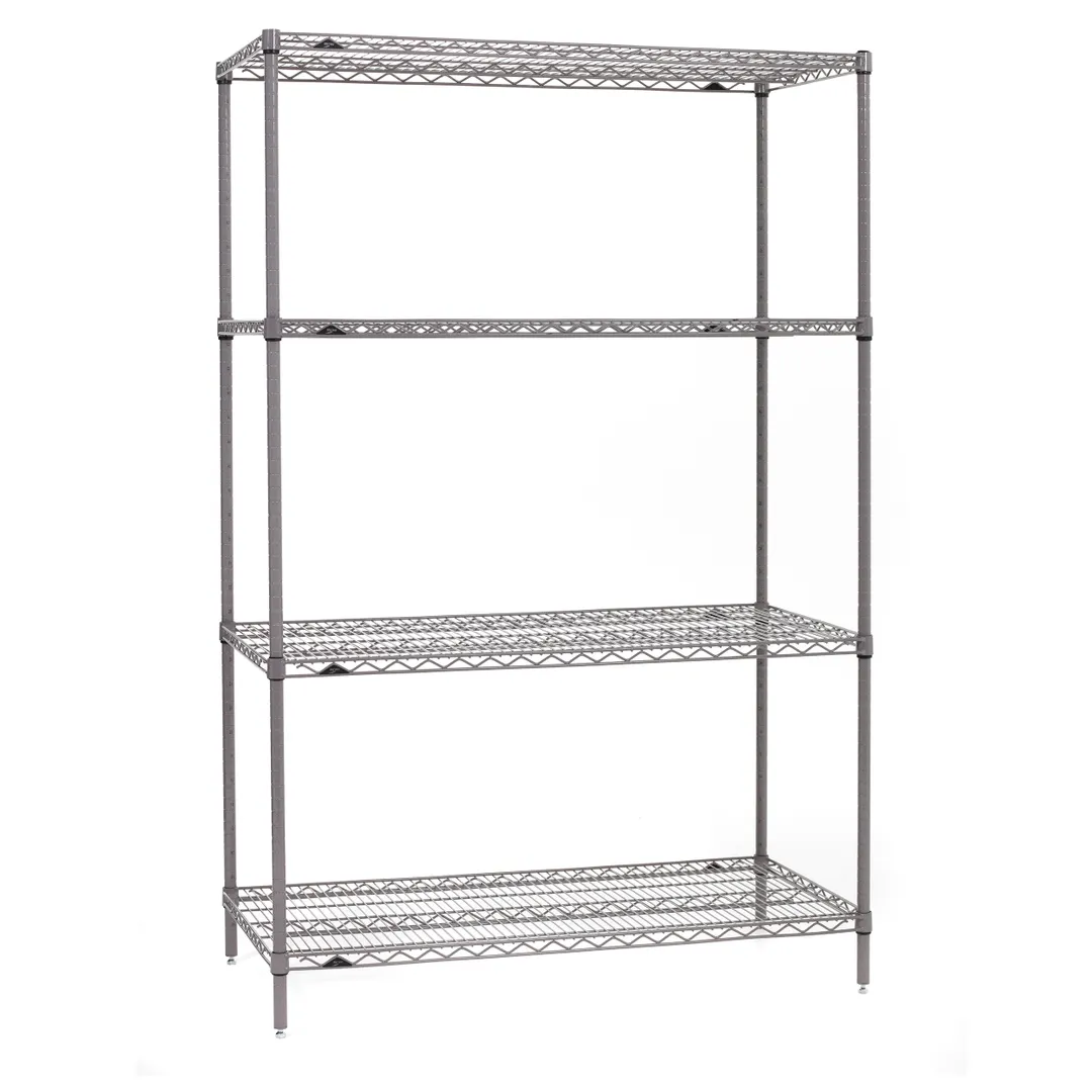Metro SE-212474K4-S-4 Super Erecta 4-Shelf Wire Shelving Starter Unit, Gray Epoxy - 21" x 24" x 74"