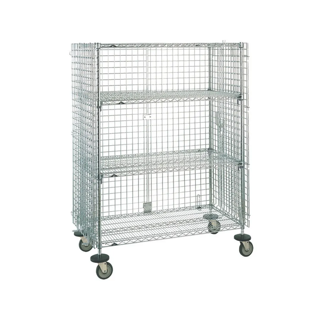 Metro SEC53ECQ QwikSLOT Chrome Mobile Wire Security Shelving Unit, 27.25" x 40.75" x 67.9"