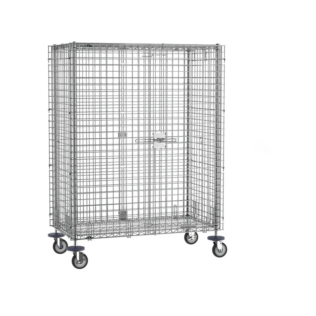 Metro SEC55ECQ QwikSLOT Chrome Mobile Wire Security Shelving Unit, 27.25" x 52.75" x 67.9"