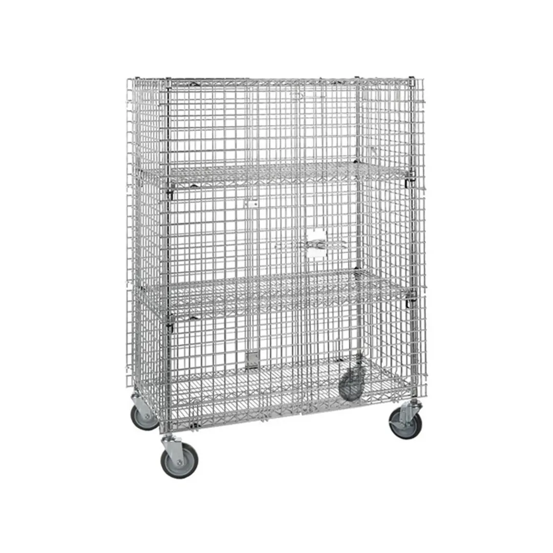 Metro SEC63EC Super Erecta Mobile Chrome Wire Security Shelving Unit, 33.5" x 40.75" x 67.9"