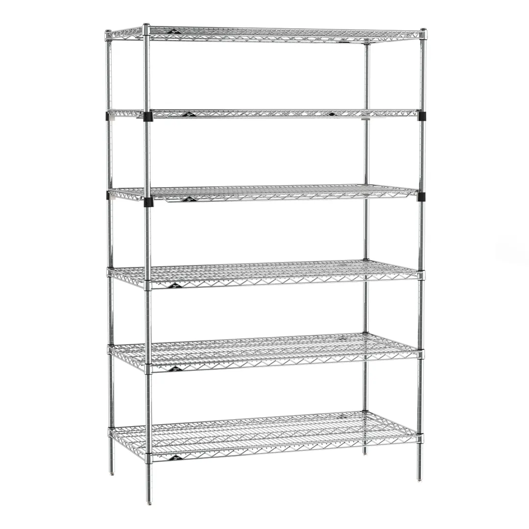 Metro SEZ-244874C-S-42 Super Erecta 6-Shelf Wire Shelving Starter Unit, Chrome - 24" x 48" x 74"