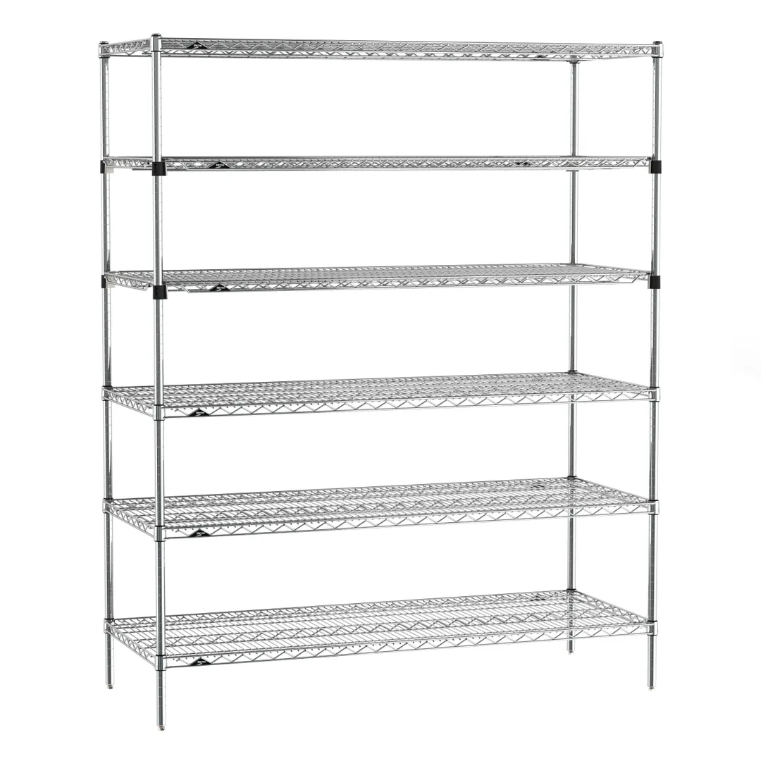 Metro SEZ-246074C-S-42 Super Erecta 6-Shelf Wire Shelving Starter Unit, Chrome - 24" x 60" x 74"