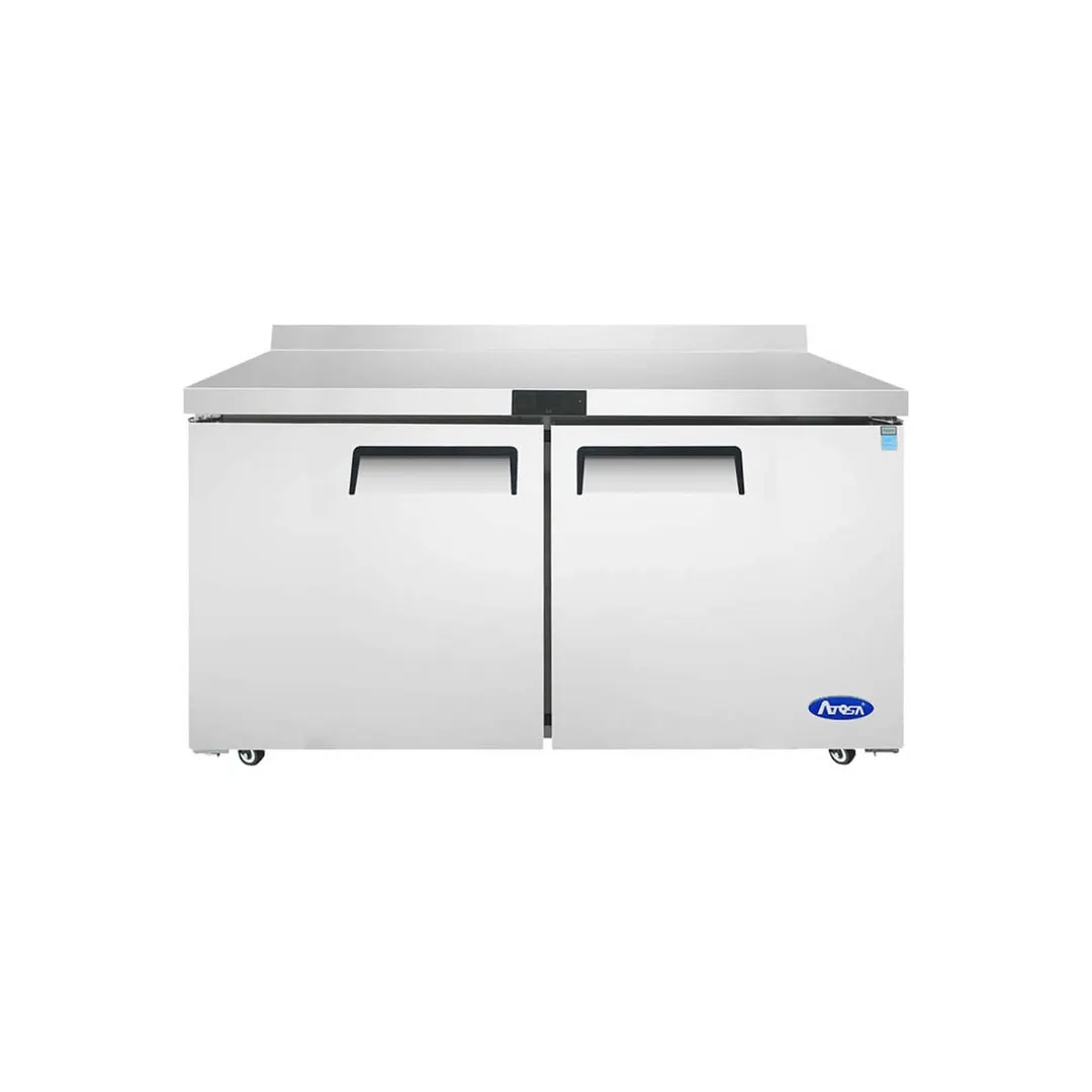 Atosa USA MGF8410GR 60" 2-Section Worktop Refrigerator, with Backsplash, 2 Doors, 17.2 cu. ft.