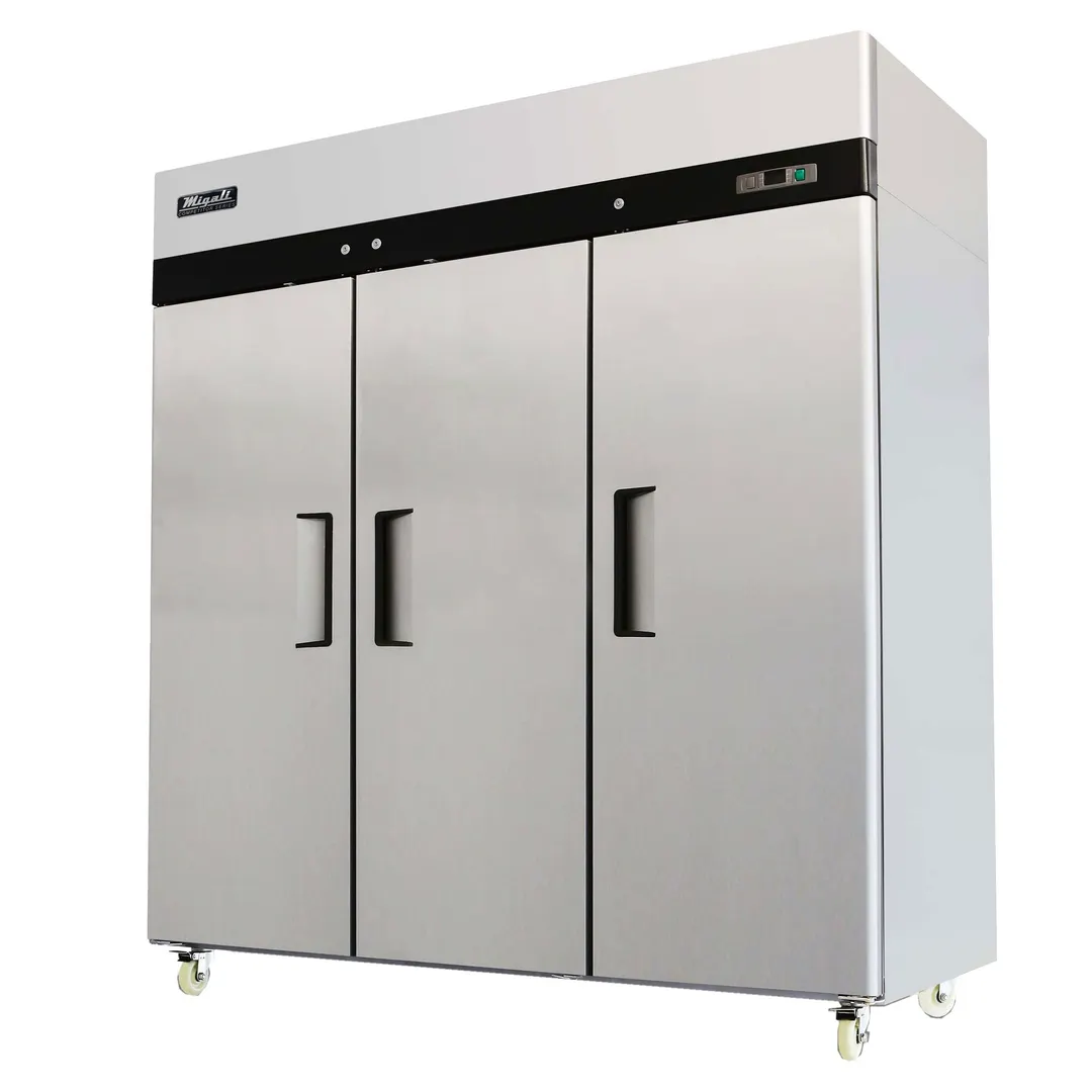 Migali C-3R-HC 77" 3-Section Reach-In Refrigerator w/ 3 Solid Doors, Top Mount, 65 cu. ft.