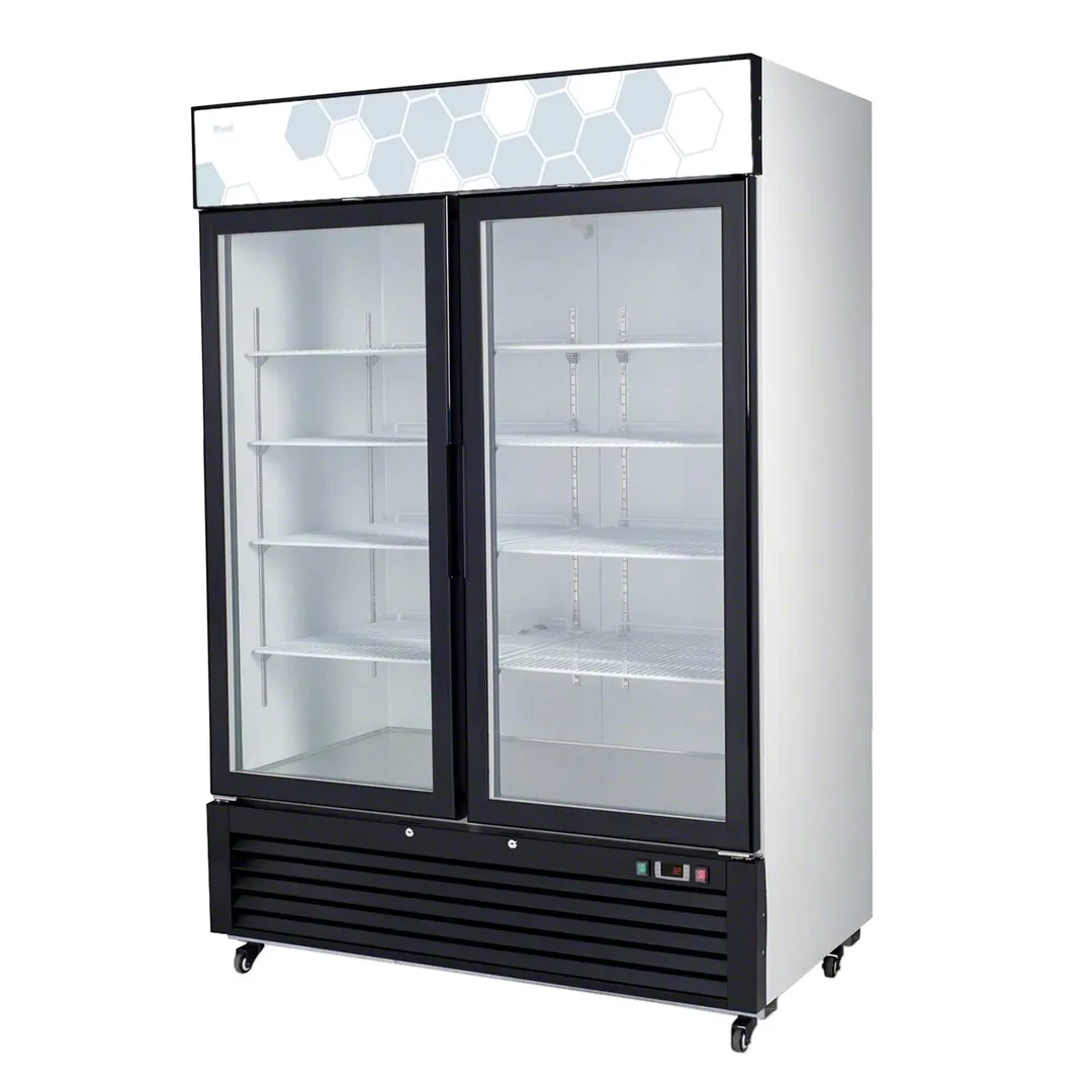 Migali C-49RM-HC 54" 2-Section Merchandiser Refrigerator in White, w/ Swing Glass Door, 49 cu. ft.