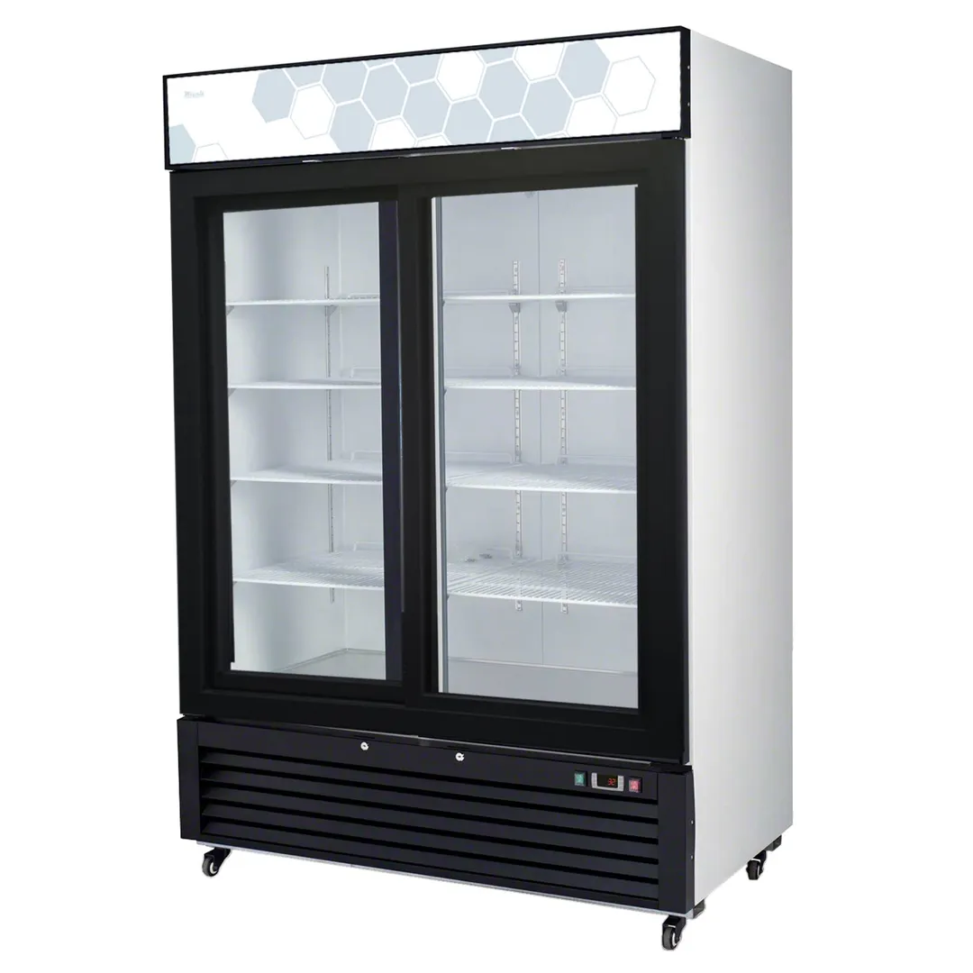 Migali C-49RS-HC 54" 2-Section Merchandiser Refrigerator in White, w/ Sliding Glass Door, 49 cu. ft.