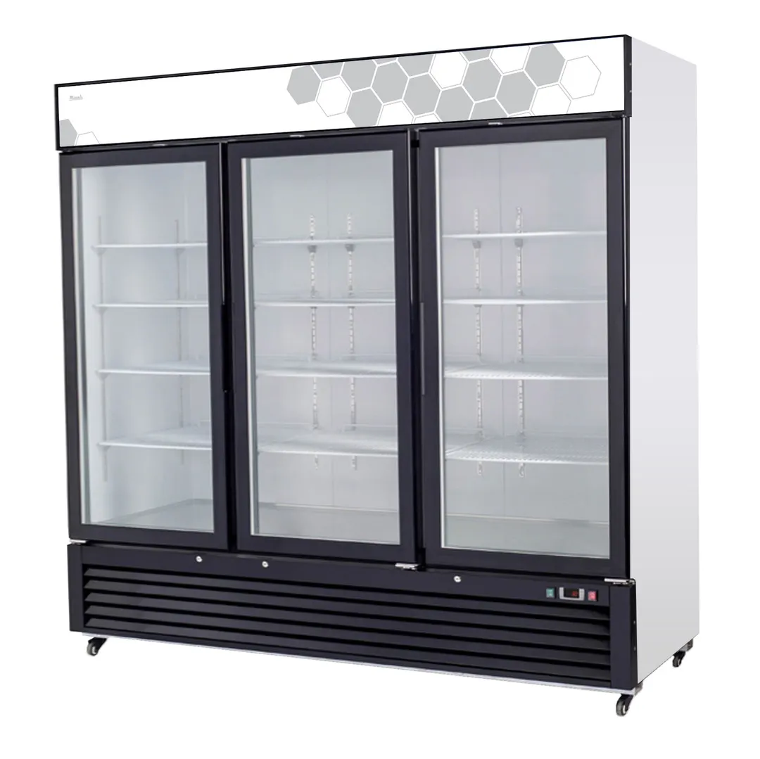 Migali C-72FM-HC 82" 3 Glass Door Freezer Merchandiser in White, 72 cu. ft.