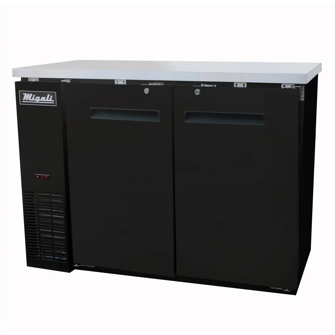 Migali C-BB48-HC 48" Two Section Back Bar Cooler with Solid Door, 11.8 cu. ft.