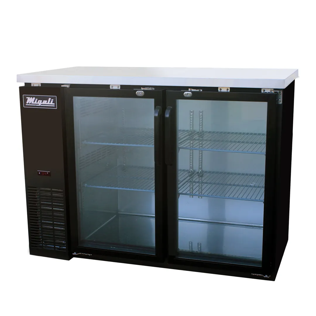 Migali C-BB48G-HC 48" Two Section Back Bar Cooler with Glass Door, 11.8 cu. ft.