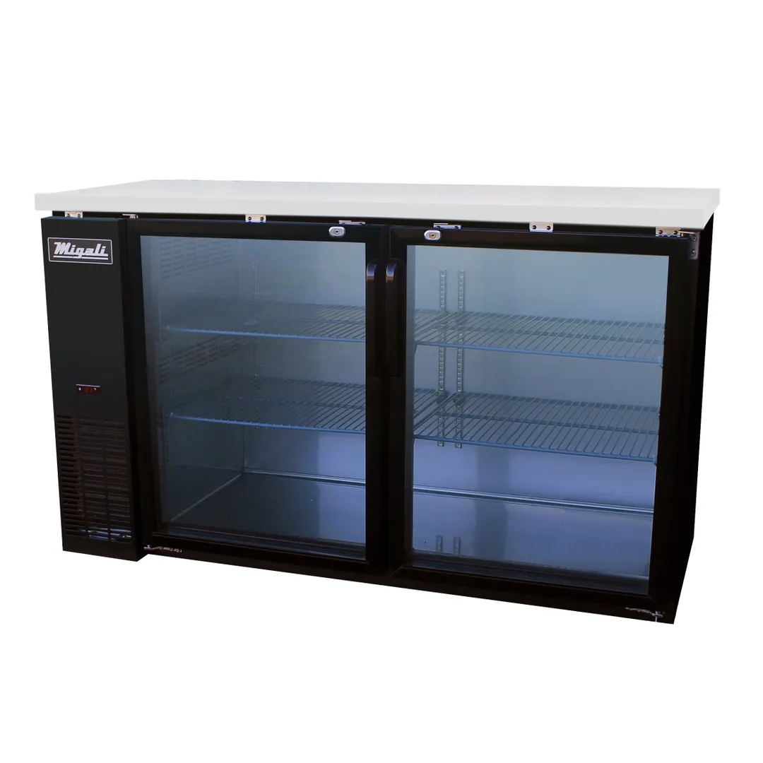 Migali C-BB60G-HC 60" Two Section Back Bar Cooler with Glass Door, 15.8 cu. ft.